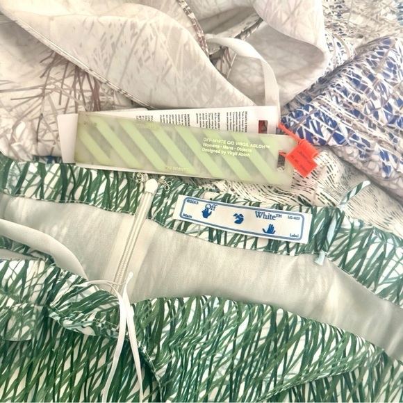 OFF-WHITE Bouroullec Asymmetric-Hem Abstract Print Satin Slip Mini Dress New - Picture 10 of 15